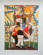 Collectible Pencil Numbered Pablo Picasso, Girl In Colorful Dress