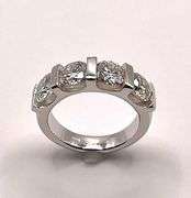 14 K White Gold Plate Stunning 4 Stone White Fire Moissanite Ring