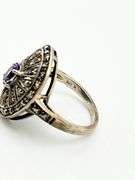 925 Sterling Silver Vintage Art Deco Marcasite Amythyst Ring