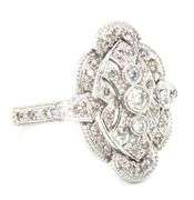 Vintage style Milgrain cluster ring