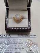 Very fine Cabochon Pear Cut Opal ring in Gold Plated Silver