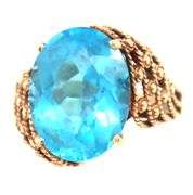 Pretty 10K YG Ring with a Bold Blue Topaz