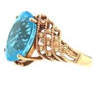 Pretty 10K YG Ring with a Bold Blue Topaz