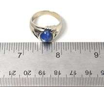 Eye-Catching 14K White Gold Synthetic Star Sapphire Men's Ring