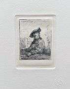 Rembrandt, MAN IN AN ARBOR, Highly Collectible Etching
