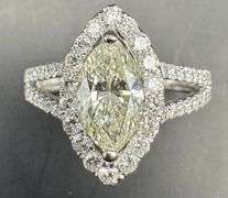 14K White Gold Marquise Diamond Ring of 2.31ct