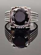 14 Kt. White Gold Plate 5.65 Cwt. Black Simulated Diamond Ring