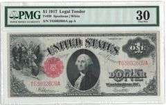 1917 $1 Legal Tender Note – Fr# 39 – PMG 30 Very Fine – S/N T63892609A