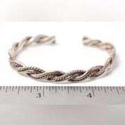 Braided Twist Cuff Bracelet in Sterling Silver.