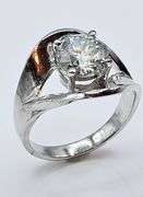 Sparkling  2.75 Ct VVs1 White Ice Blue Fire Moissanite Ring