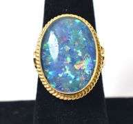Perfect 22K Yellow Gold Opal Mosaic Ring