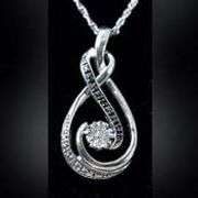 Diamond Pendant Necklace in Sterling Silver.