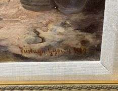 Investment! Spectacular large size antique original oil on canvas, circa 1889.