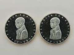 (2) 1977 Proof German 5 Mark, Heinrich von Kleist