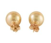 11.0MM Golden South Sea Pearl Stud Earrings in 14K
