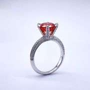 Sparkljng 14 Kt White Gold Plate 3 Ct VVs1 Hot Cherry Red Fire Moissanite Ring