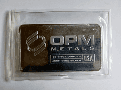 10 oz OPM Metals Silver Bar .999 Fine
