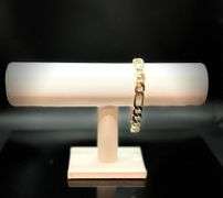 Sharp Italian 34.4 Gram 14 K Yellow Gold Plate Figaro Bracelet