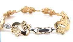 18kt 2 Tone gold high polished and diamond cut fancy link bracelet