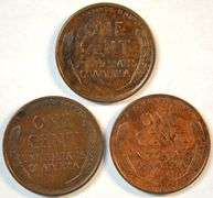 3 Different Uncirculated Lincoln Wheat Cents: 1919-S, 1928, & 1931-D