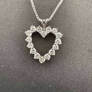 CERITIFED 14K WHITE GOLD CHAIN WITH DIAMOND PENDANT