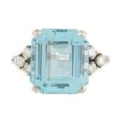 7.94ct Cushion Aquamarine and 0.50ctw Diamond Statement Ring in 18K