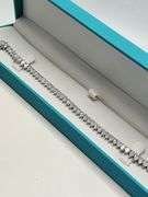 Stunning 14KT White Gold Pear Shaped Lab Diamond Tennis Bracelet 13 CTTW