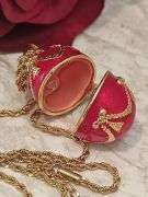 Imperial Egg Crystal Necklace & Ruby Bracelet Set – 24K Gold Handset Locket