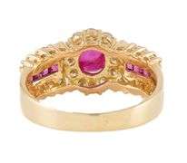 0.50ct Oval Ruby and 0.65ctw Diamond Frame Ring in 14K