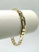Sharp 12 Gram 14 Kt Yellow Gold Plate Italian Figaro Braceleto Bracelet