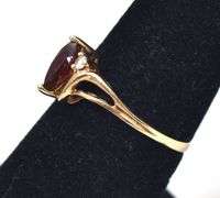 Elegant 10K Yellow Gold Red Garnet Gemstone Ring