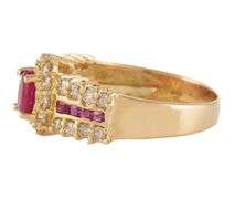 0.50ct Oval Ruby and 0.65ctw Diamond Frame Ring in 14K