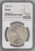1923 Peace Silver Dollar NGC MS64 Near Gem BU | Brilliant Luster
