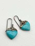 925 Sterling Silver Turquoise Heart Shaped Dangle Earerings