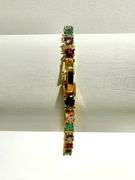 Plated Mixed Color Simulated Sapphire Tennis Bracelet