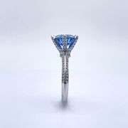 Sparkljng 14 Kt White Gold Plate 3 Ct VVs1 Corn Flower Blue Moissanite Ring