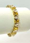18 Kt Yellow Gold Plated Huge 32.5 Ctw Simulated Yellow Sapphire Tennis Bracelet