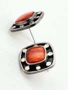 925 Sterling Silver Square Spiny Oyster  Adorned With Small silver Dots Earrings