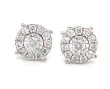 10kt White gold 1/3ctw halo diamond earrings
