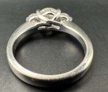 14K White Gold Three Stone Round Brilliant Cut Diamond Ring