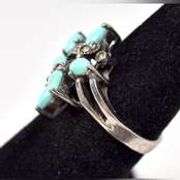 Turquoise and Marcasite Gemstone Ring in Sterling Silver .