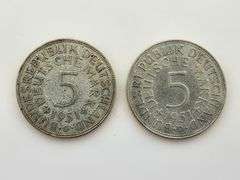 1951-G & 1951-D German Federal Republic 5 Mark, Silver