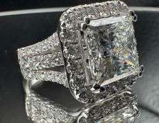 14K White Gold Princess Cut Lab Diamond Ring of 8.65ct
