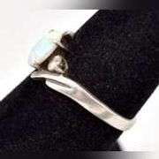 Opal and CZ Gemstone Ring in Sterling Silver .