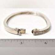 Marcasite Gemstone Hinged Bangle Bracelet in Sterling Silver.