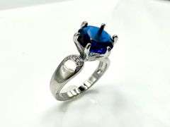 Beautiful 3.5 Ct Deep Midnight Blue Simulated VVs1 Diamond Ring
