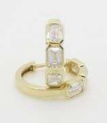Chic Bezel Set Emerald Cut Diamond Hoops in 14k