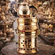 Engraved Copper Samovar with Teapot