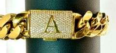 Sharp Gold Plate Monogramed Initial "A" Curb Link Bracelet