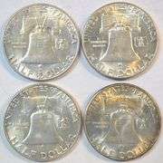 Original Choice BU 1948-D, 1950, 1952, & 1953-S Franklin Half Dollars